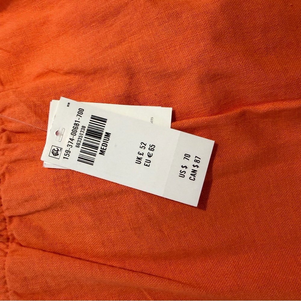 Abercrombie & Fitch Orange Linen-Blend Button Skort Mini Dress - Picture 5 of 5
